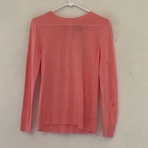 Halogen pink long sleeve sweater with blue bow ties on the back Size XSP NWT